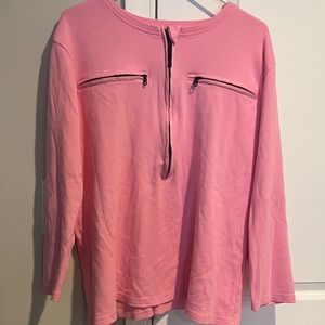 Pink Long Sleeve Top with Zipper Details